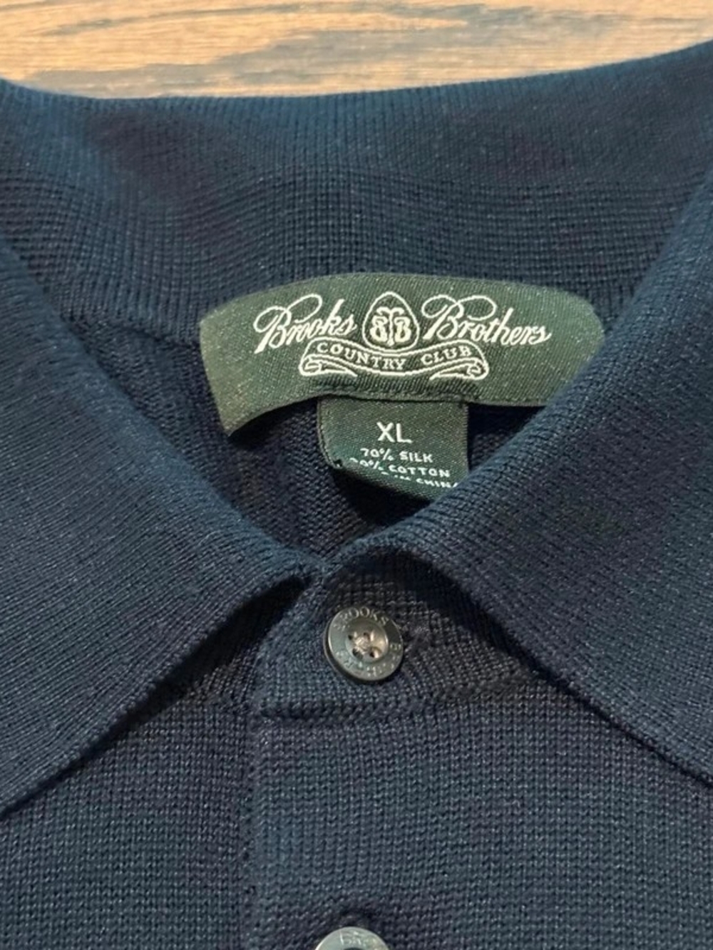 Men's Long-Sleeve Knit Polo in Navy - Classic Collared Shirt - Picture 3 of 3